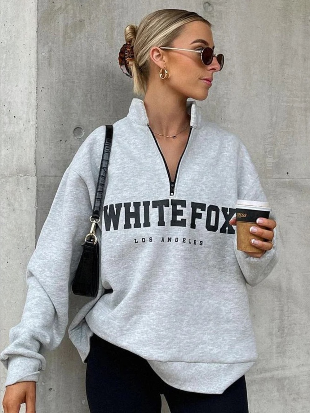 White Fox Standard Zip Front Sweater